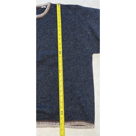 Easy Travel R.V. RV 100% Wool Gray Crew Neck Pullover Icelandic Sweater L XL - Picture 4 of 7